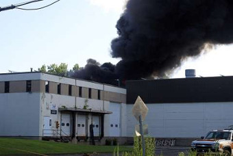 Commercial roof on fire