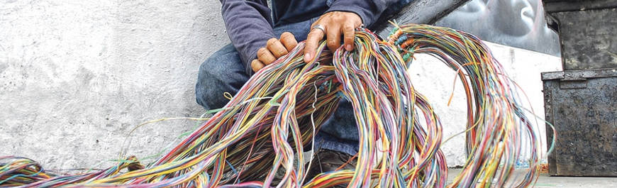 Copper wire being stolen from construction site