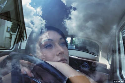 Daydreaming while driving in car