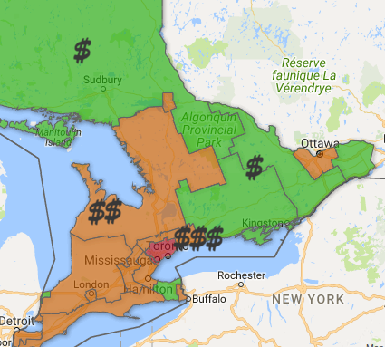Ontario territory-based auto insurance rates