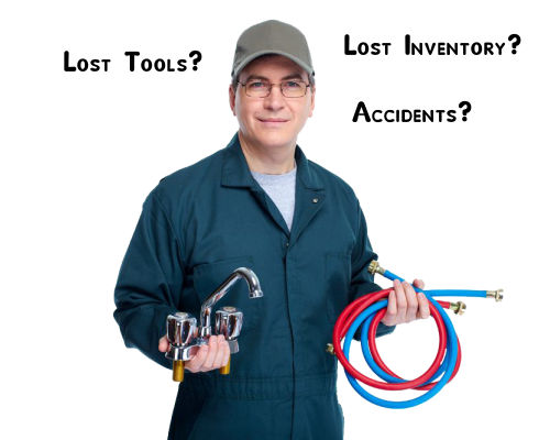 Plumber thinking about lost tools, lost inventory, and accidents on the job.