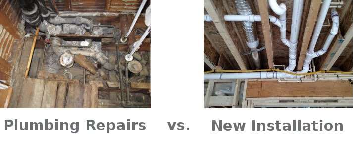 Plumbing repairs vs. new installation